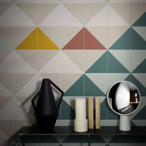 Wall tiles with coloured triangles by Bardelli
