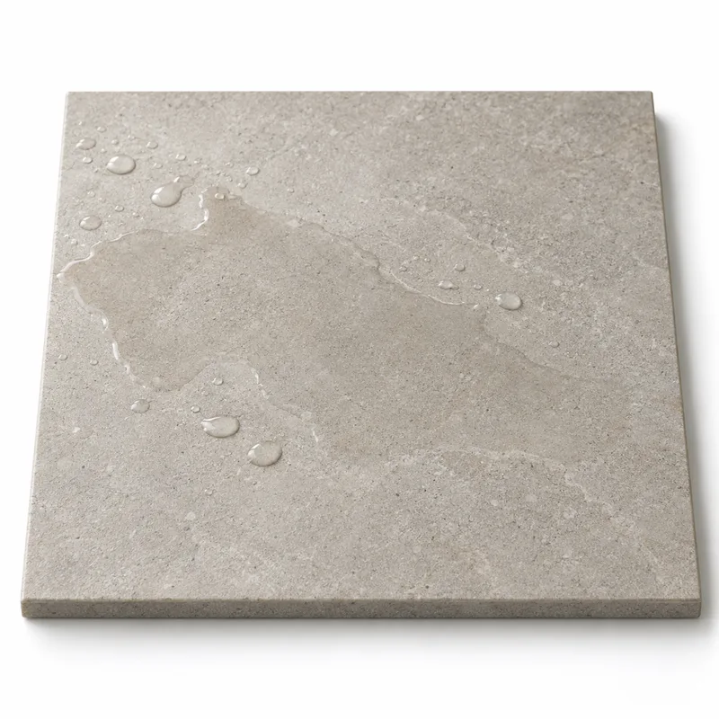 Materialstudie: matte Fliese mit Wasserfilm