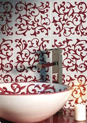 Ceramica Francesco de Maio, hand-painted patterns, bathroom, oriental, Mediterranean, Italy