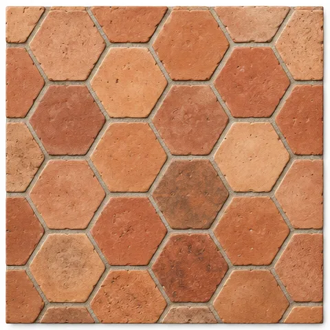 Materialstudie: Sechseckboden aus Cotto, von oben