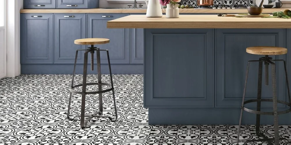 Elios Ceramica patterned floor, Deco Anthology series, Original c grey model, white, black, grey, size 20 × 20 cm, cement tile, porcelain stoneware, décor tile price